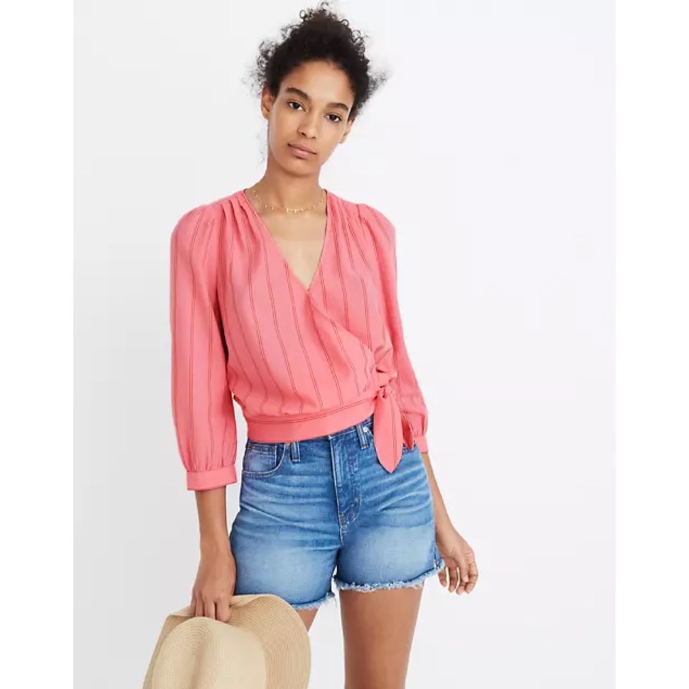 NWT Madewell Wrap Top In Cecilia Stripe